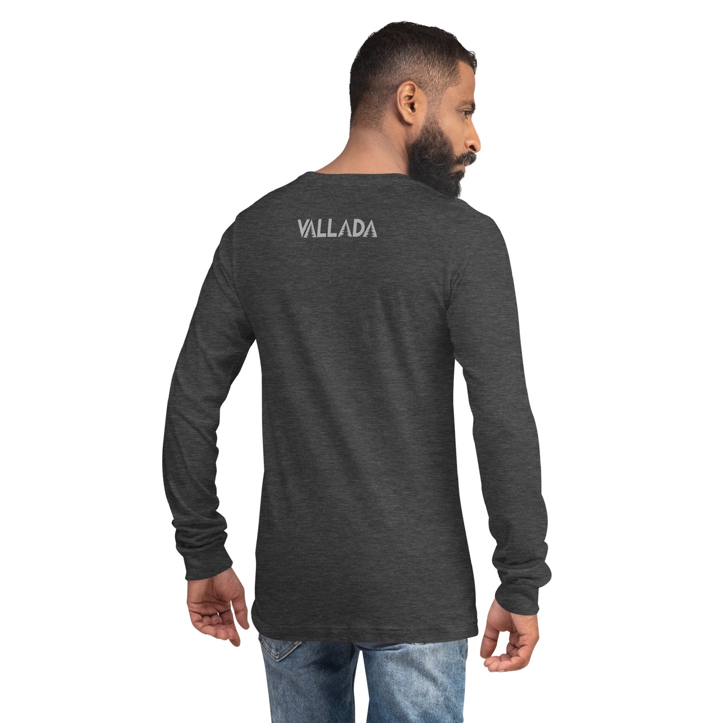 Herren-Langarm-T-Shirt Säntis, dunkelgrau meliert, collared, V-Ausschnitt, Baumwolle