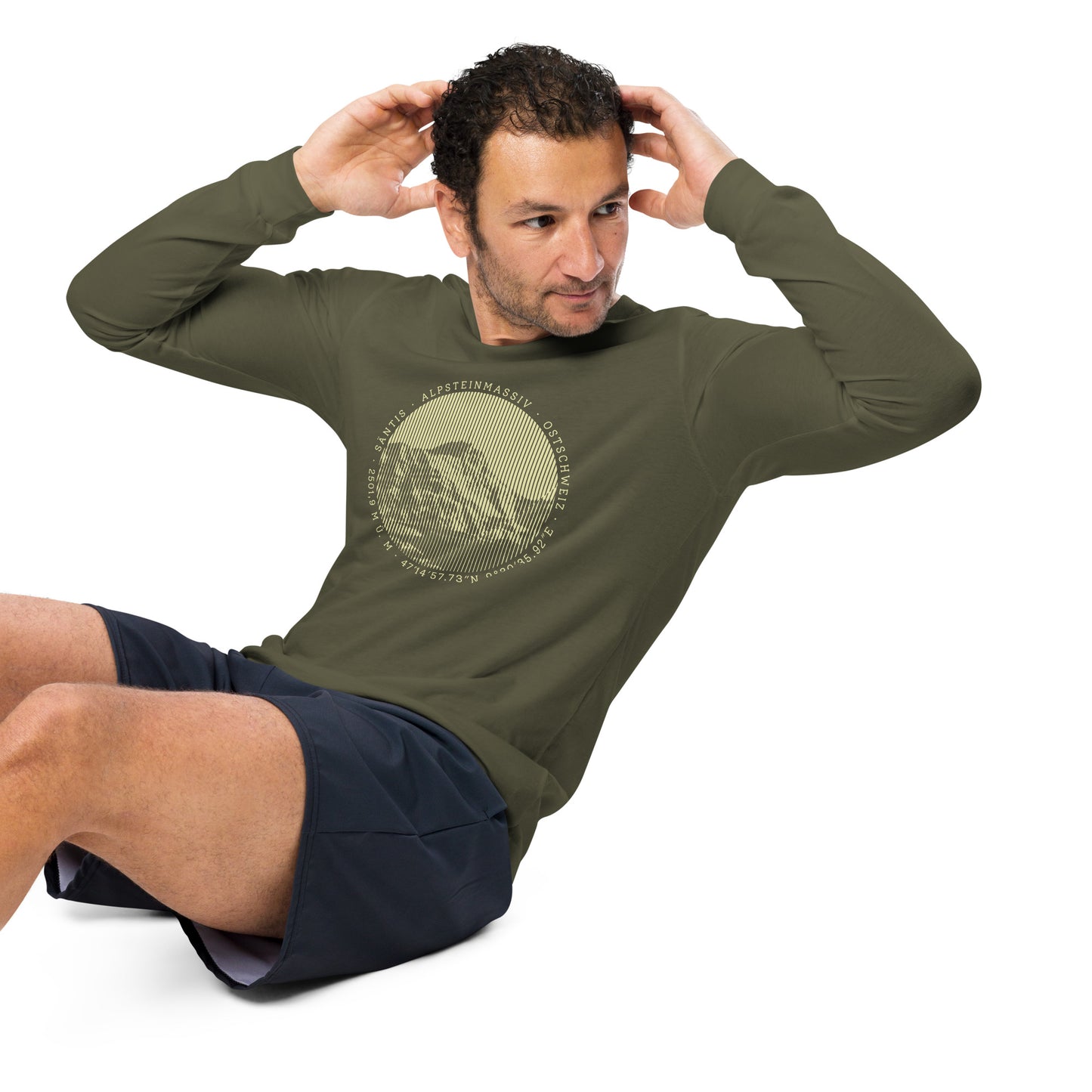 Herren-Longarm-T-Shirt Säntis, olivgrün