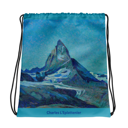 Sportbeutel Matterhorn, Kordelzugbeutel mit Matterhorn-Print, blau, Baumwolle