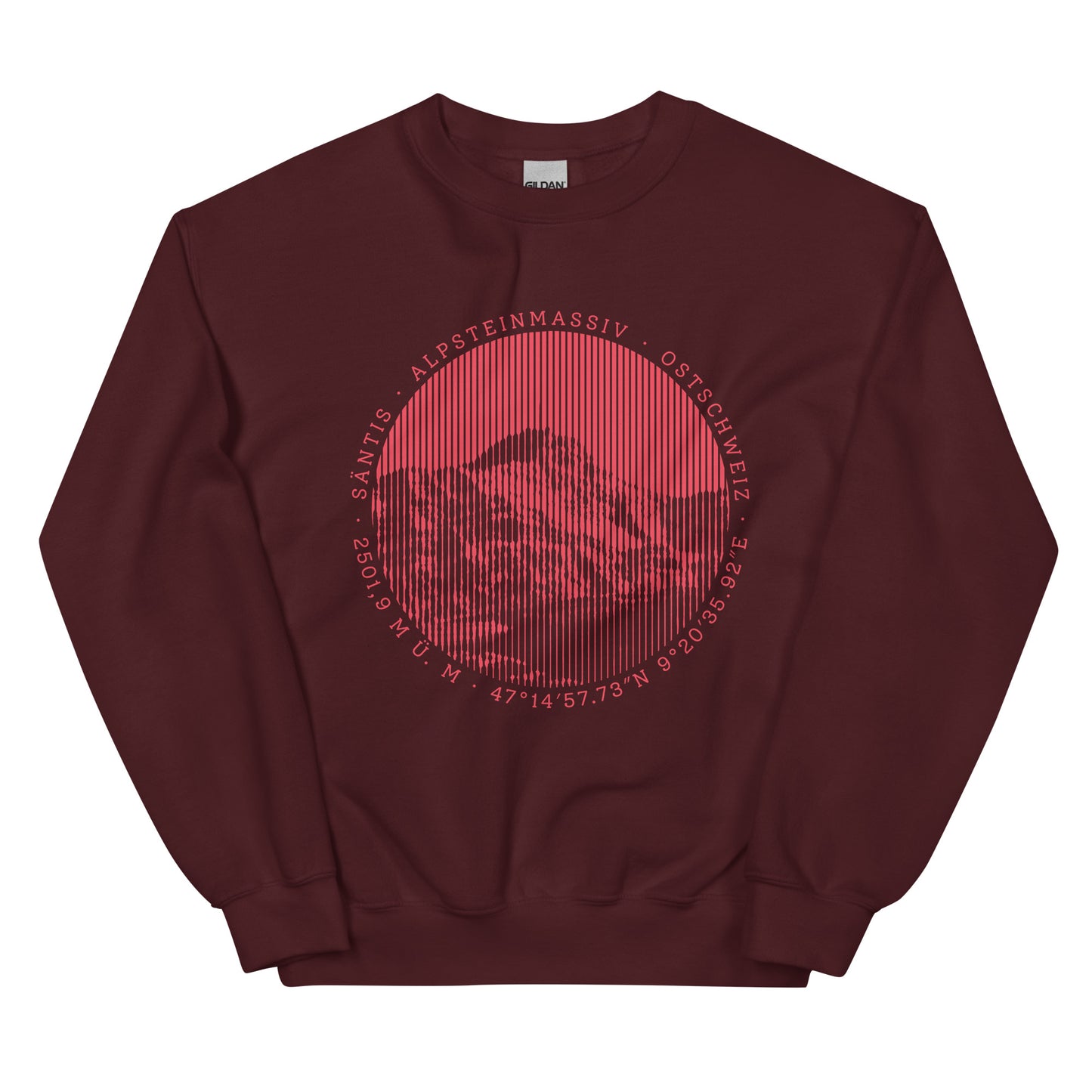 Kastanienfarbeses Sweatshirt für Herren mit Säntis-Aufdruck.