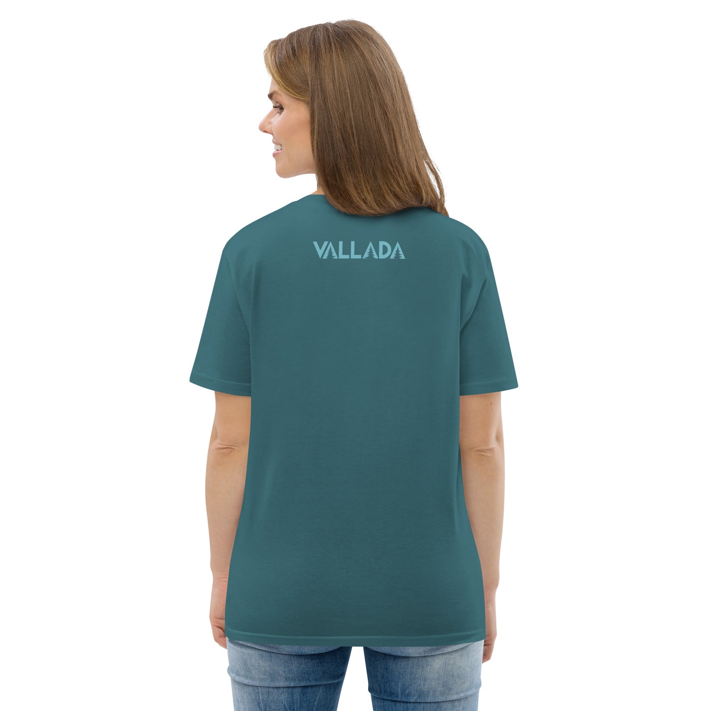 Damen T-Shirt Säntis in Petrol von hinten, Bio-Baumwolle, Stargazer Design, nachhaltige Mode