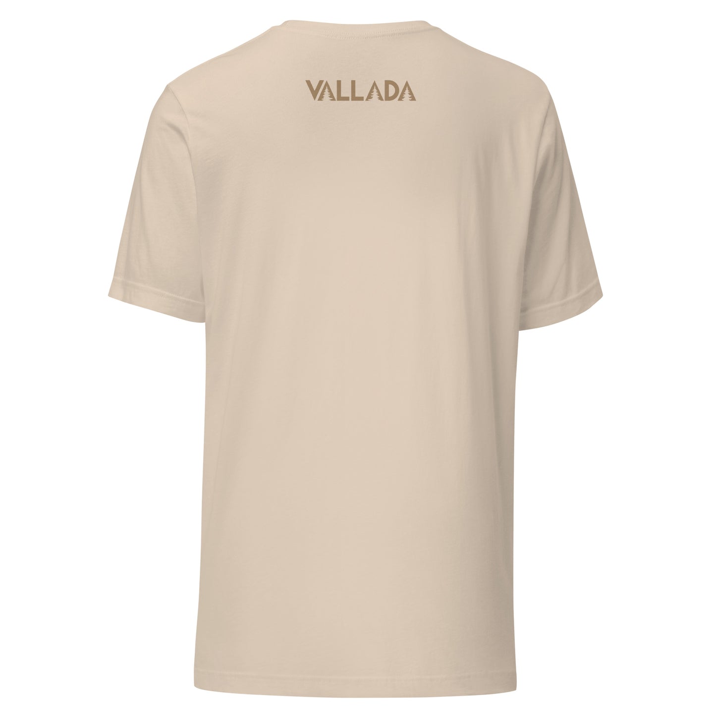 Rückansicht eines crèmefarbenen Damen T-Shirts aus Baumwolle mit Rundhalsausschnitt.