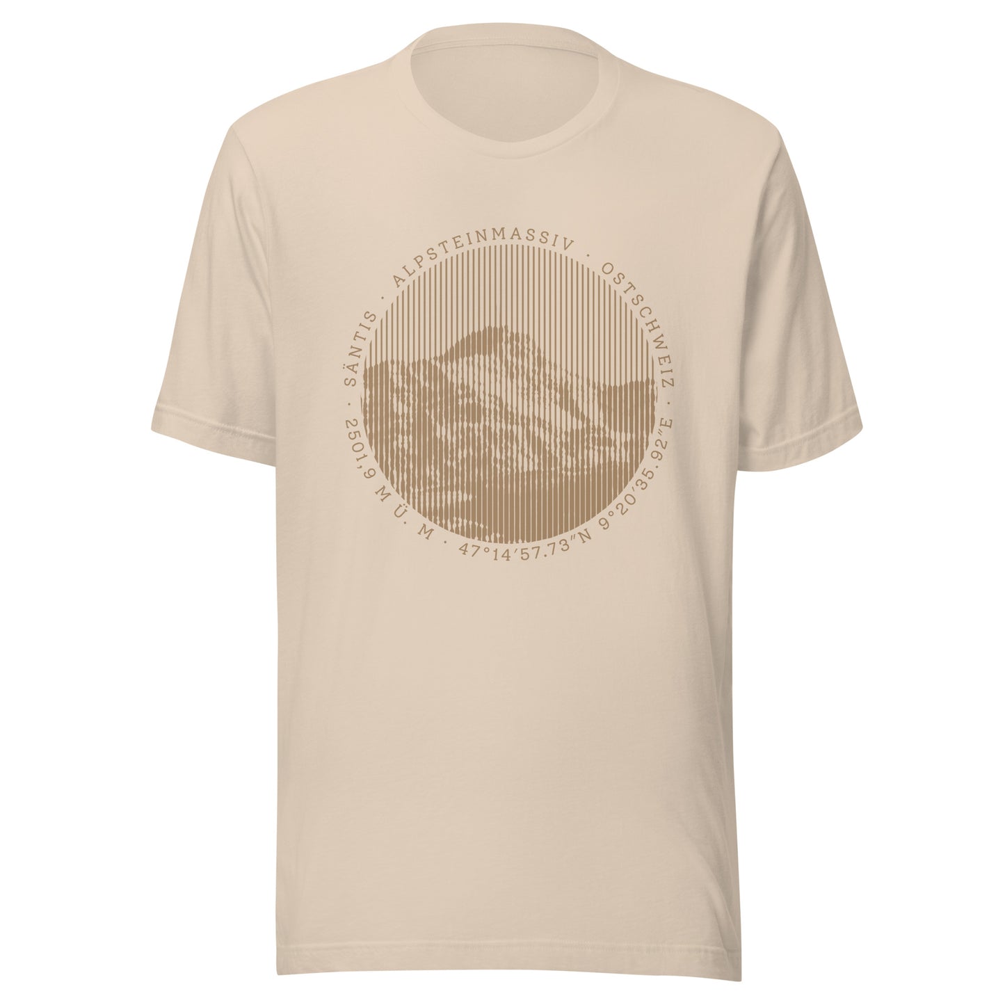 Crèmefarbenes Damen T-Shirt mit Säntis-Print, Baumwolle, Rundhalsausschnitt.