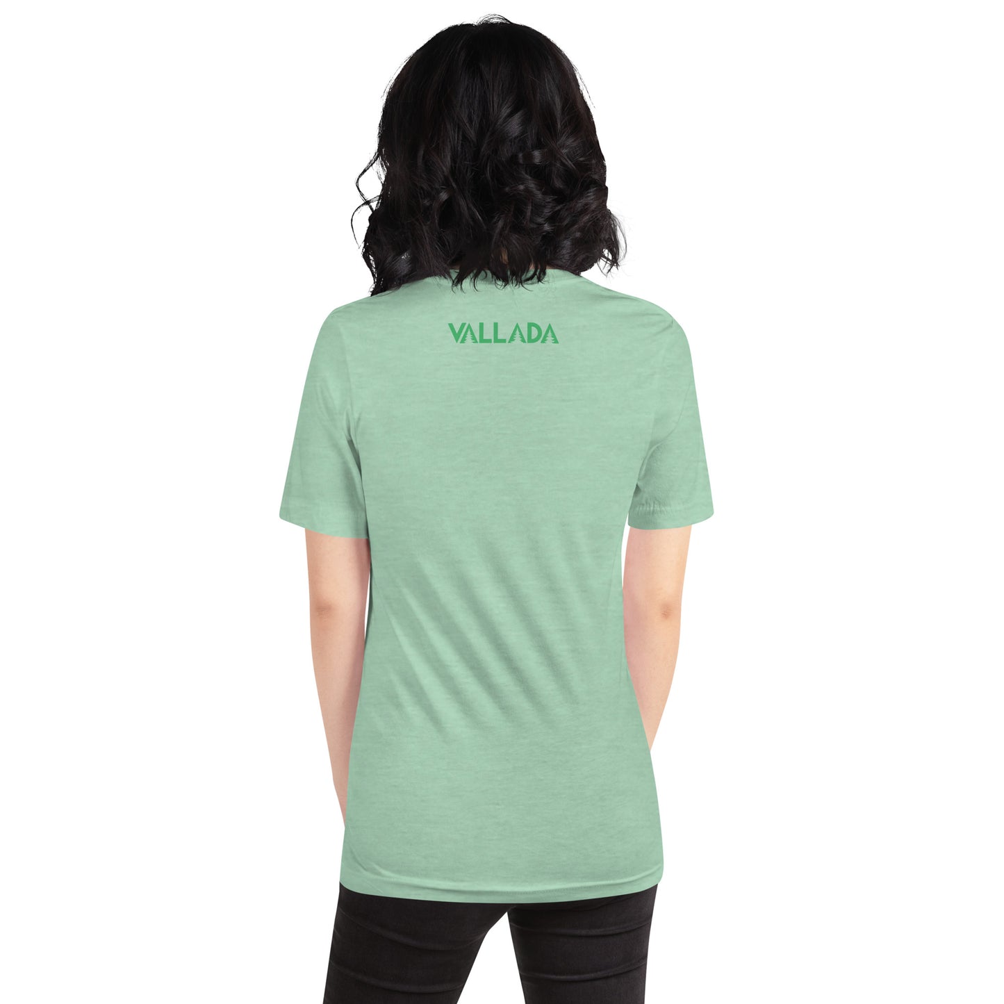 Damen T-Shirt mint meliert mit Vallada-Logo auf dem Rücken aus der Säntis-Collection.
