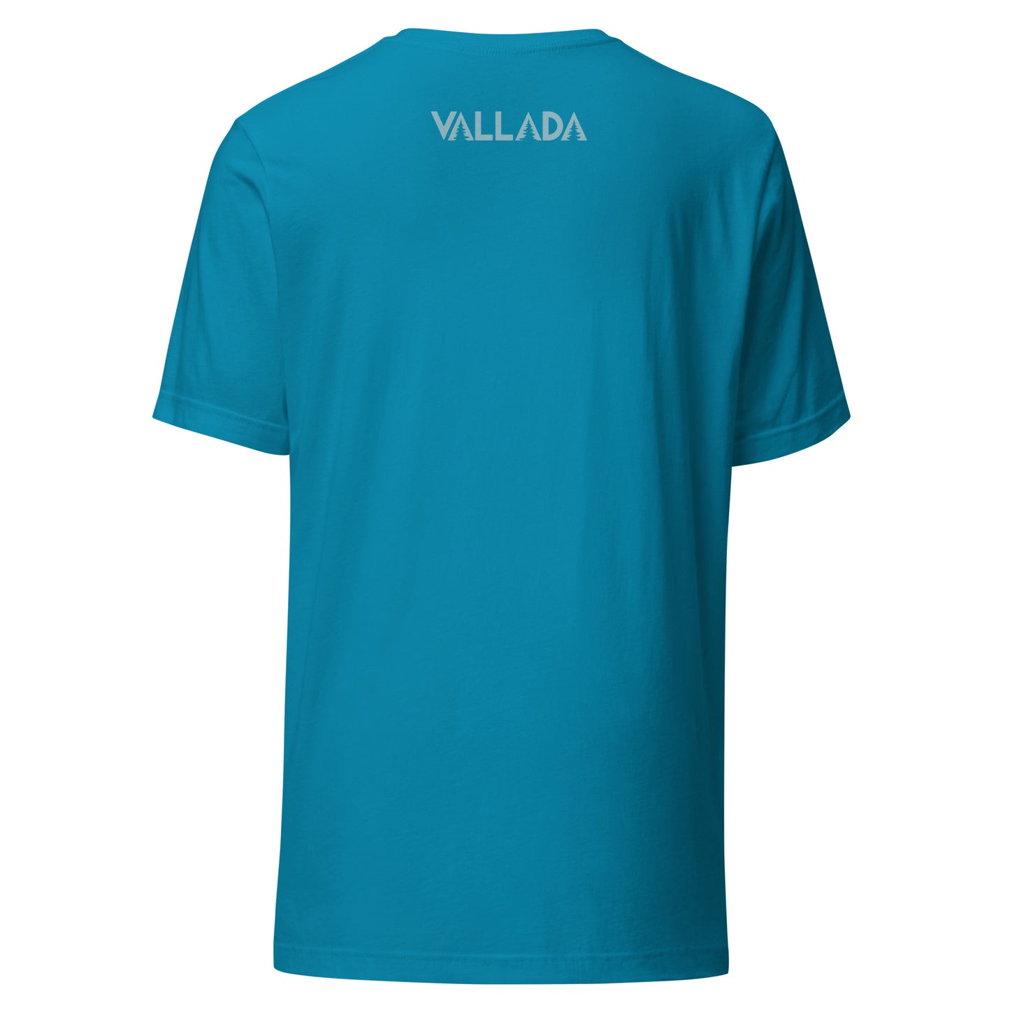 Rückansicht des türkisfarbenen Damen T-Shirts aus der Säntis-Collection von Vallada, Baumwolle, bequemer Schnitt.