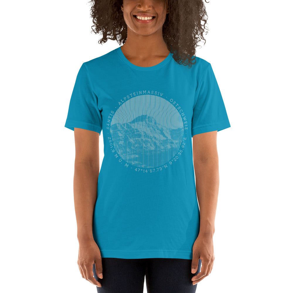 Türkisfarbenes Damen T-Shirt aus der Säntis-Collection von Vallada, Baumwolle, Rundhalsausschnitt.