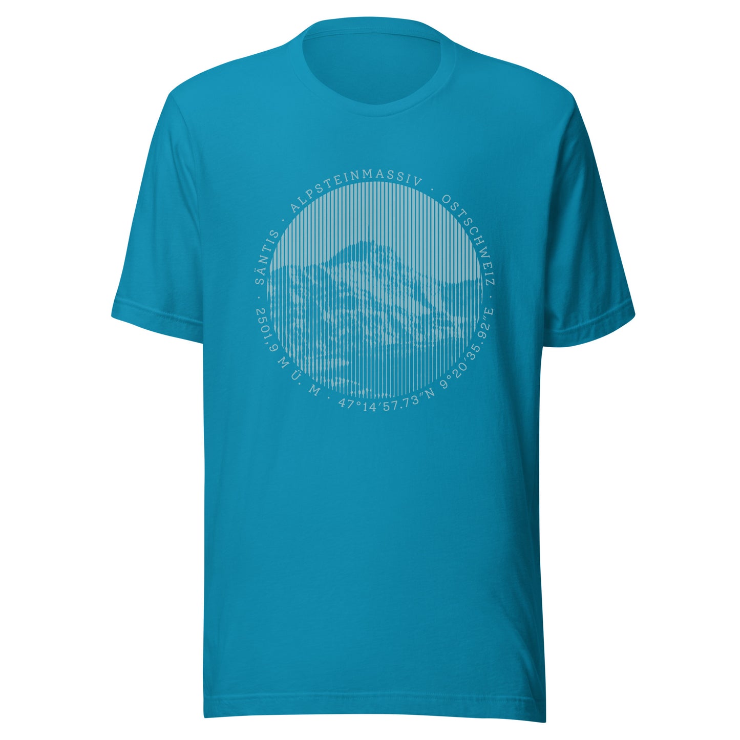 Damen T-Shirt in Türkis mit Baumwolle und Säntis-Aufdruck.