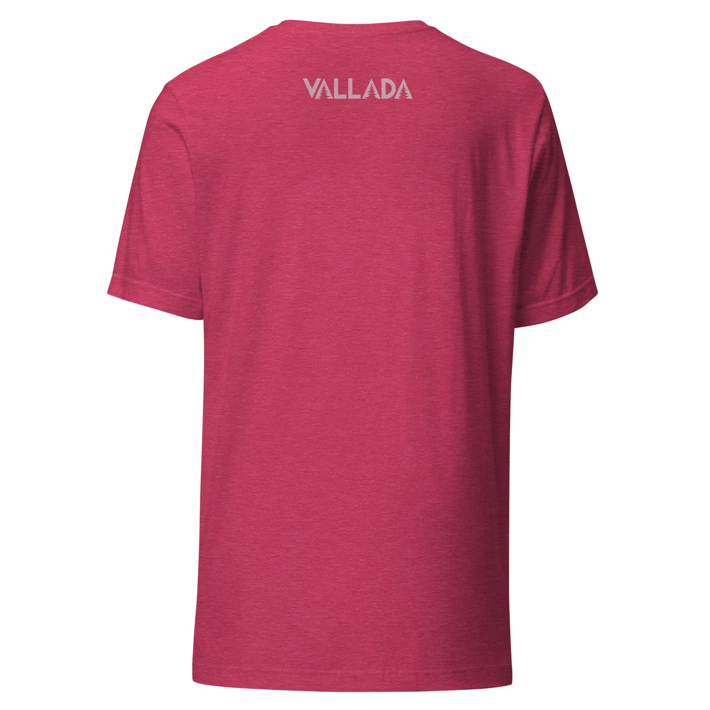 Himbeerrotes Herren T-Shirt aus der Säntis-Kollektion von Vallada, Rückenansicht mit Markenlogo oben.