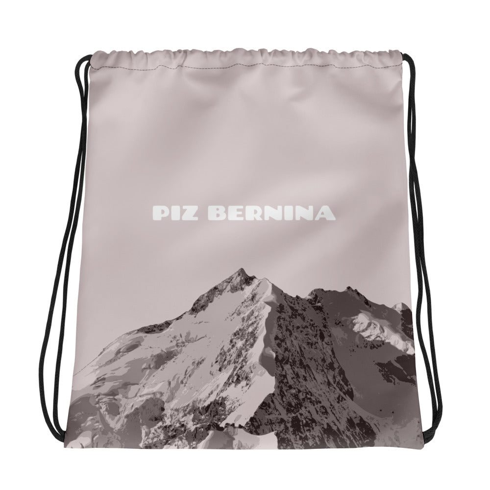 Roter Kordelzugbeutel "Piz Bernina" mit Vallada Logo, Seitenansicht
