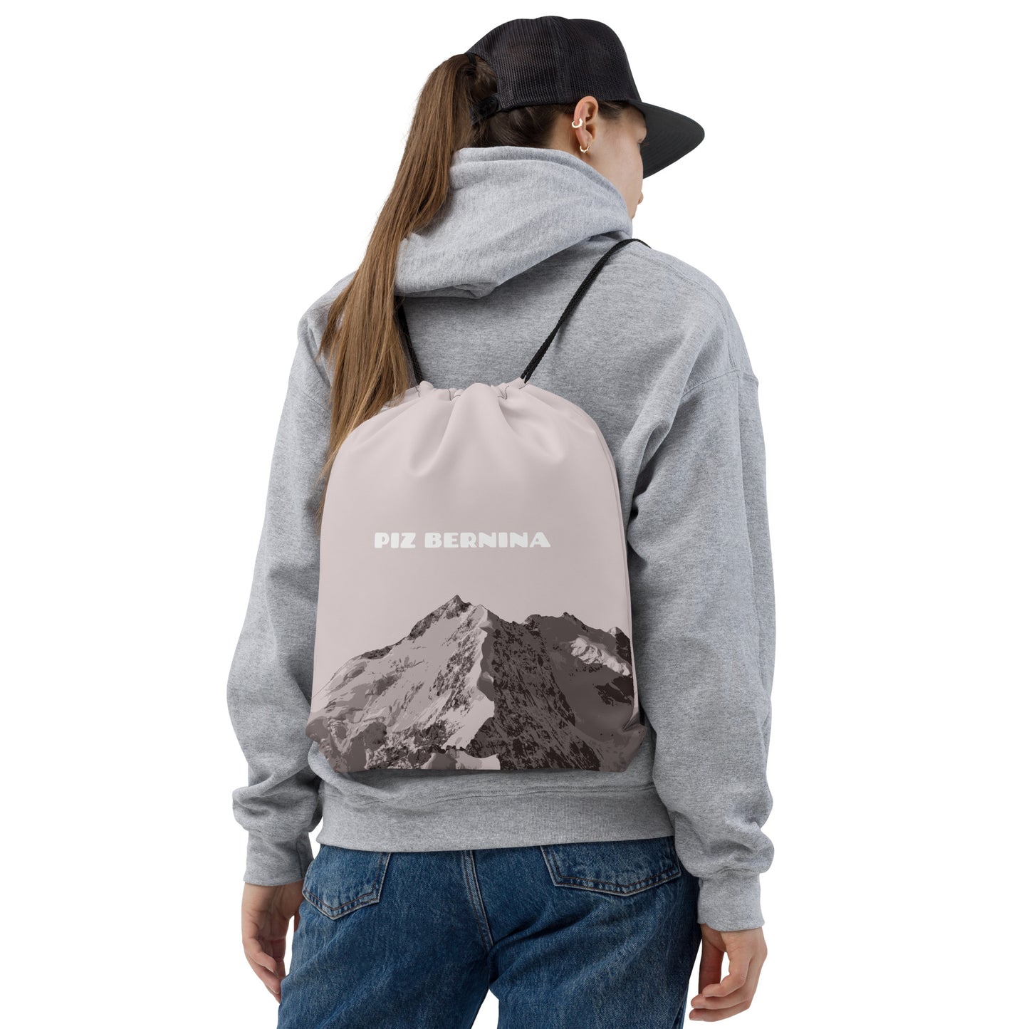 Roter Kordelzugbeutel 'Piz Bernina' aus strapazierfähigem Material, ideal für Sport und Freizeit.