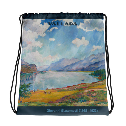 Sportbeutel mit Kordelzug, bedruckt mit Silsersee-Landschaftsbild von Giovanni Giacometti.