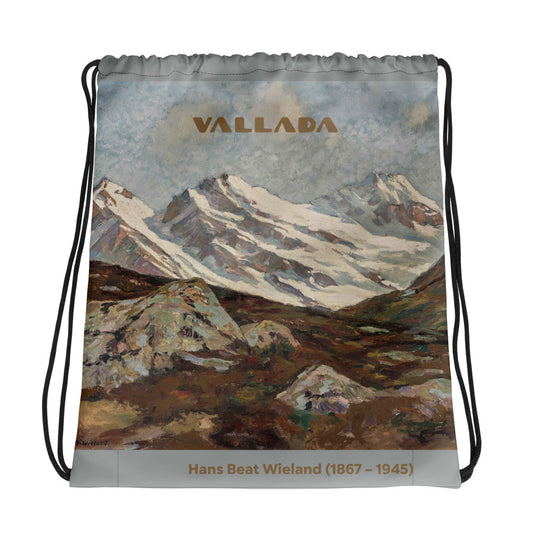 Sportbeutel mit Kordelzug und Piz Ducan Landschaftsbild aus Baumwolle.