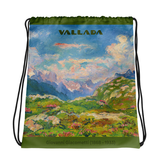 Sportbeutel mit Kordelzug, Alpenrosenheide und Sciora-Gruppe im Landschaftsbild von Giovanni Giacometti.