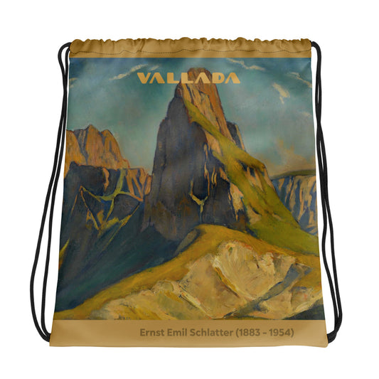 Turnbeutel mit Fählentürme-Motiv von Ernst Emil Schlatter, Kordelzug, Baumwolle, Alpstein-Landschaft.
