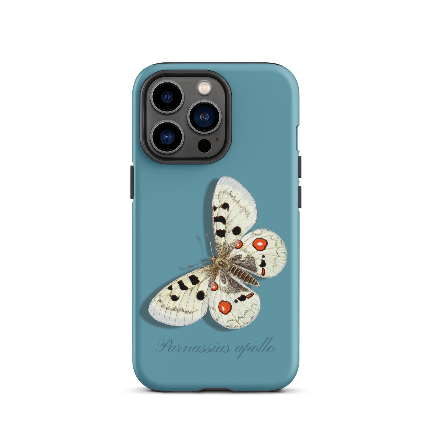iPhone 13 Pro Case Apollofalter in Gletscherwasserblau mit Schmetterlingsmuster