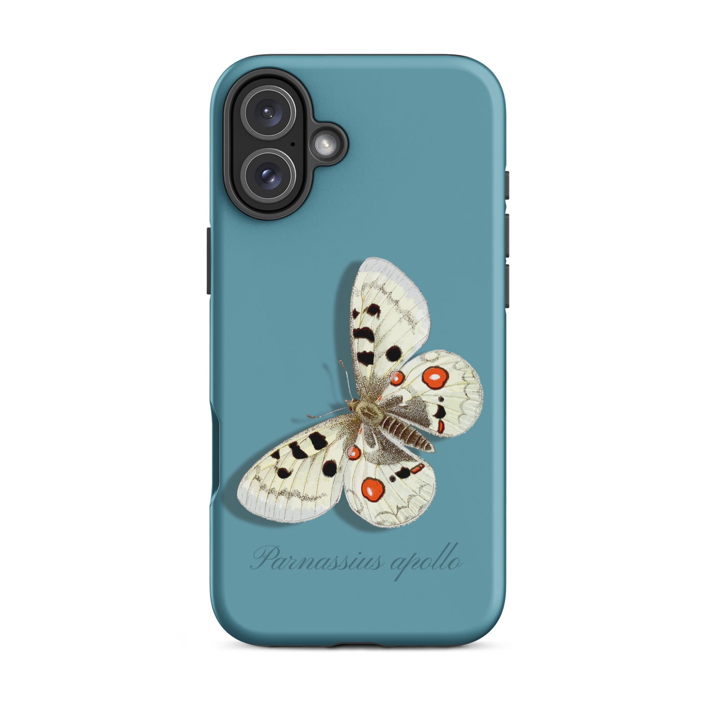 Handyhülle Apollofalter in Gletscherwasserblau für Apple iPhone 16 Plus mit detailliertem Schmetterlingsdesign