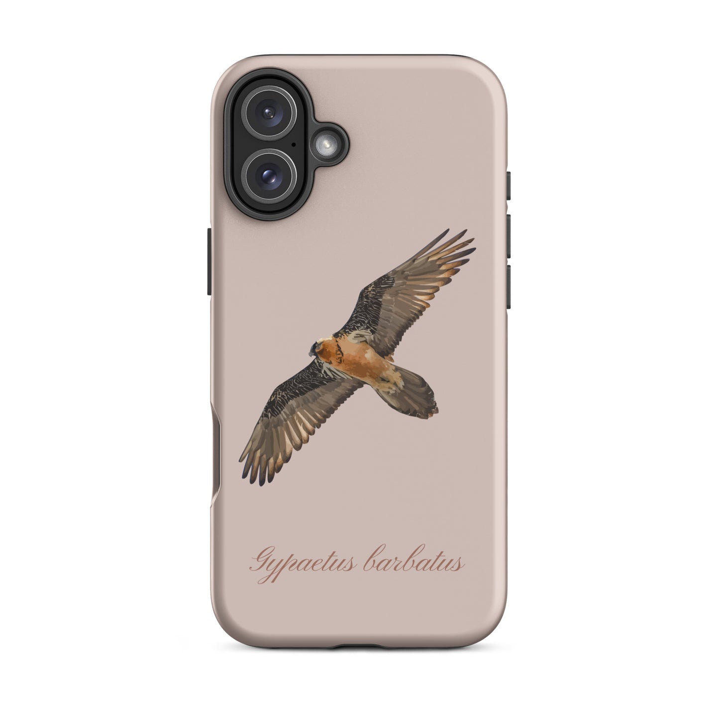 Rosa iPhone Hülle mit Bartgeier Motiv, robuste Schutzhülle aus Kunststoff für Apple iPhone.