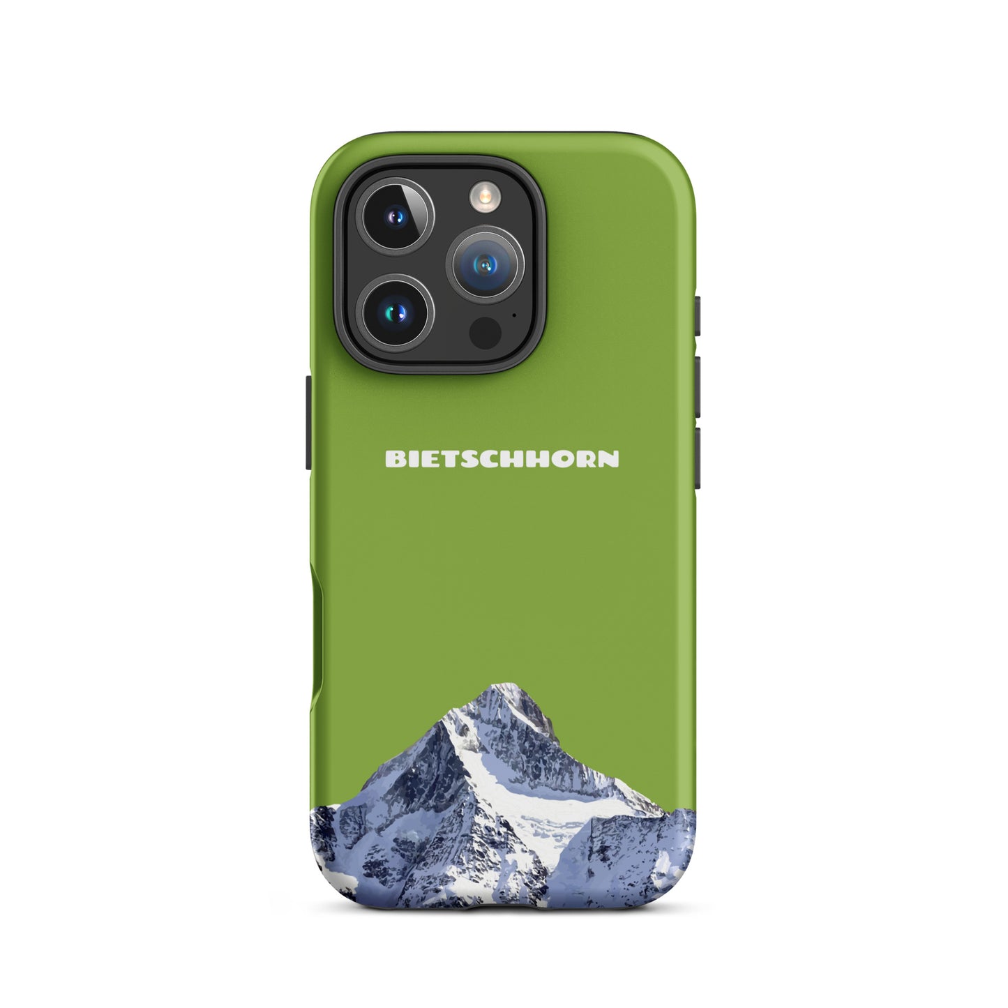 Gelbgrüne iPhone Hülle mit Bietschhorn Motiv, Hard Case für Apple iPhone, Schutzhülle mit Alpenpanorama