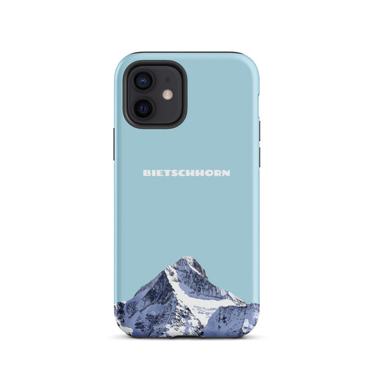iPhone Hard Case in Hellblau mit Bietschhorn-Motiv, kompatibel mit Apple iPhone
