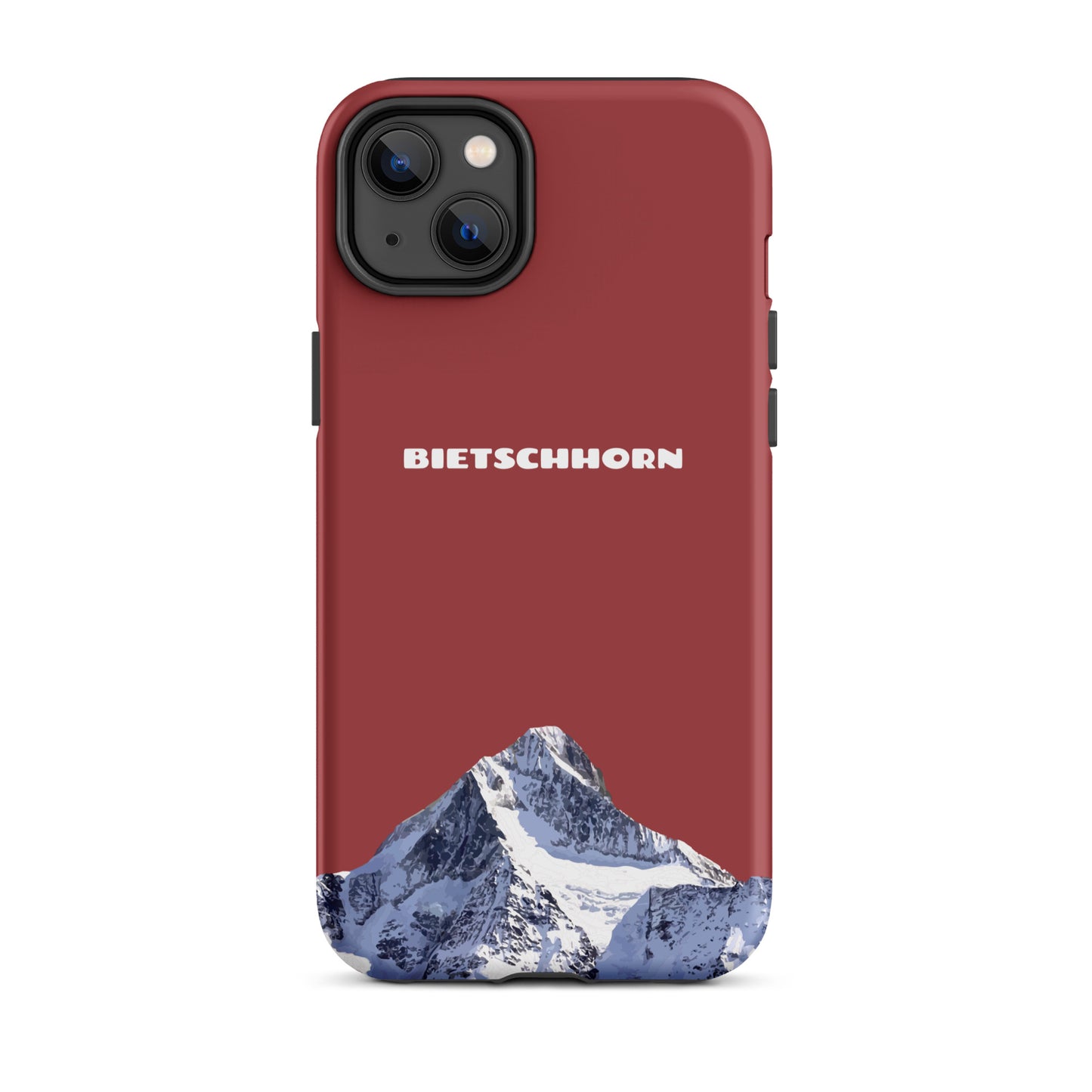 Rote iPhone Handyhülle mit Bietschhorn-Motiv, hartes Case für Apple iPhone, Schutzhülle mit Alpenpanorama