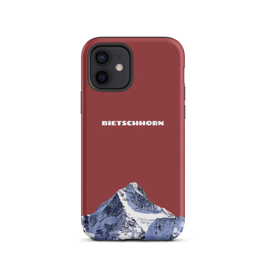 Rote iPhone Hard Case mit Bietschhorn-Bergmotiv, robust und stylisch für Apple iPhone.