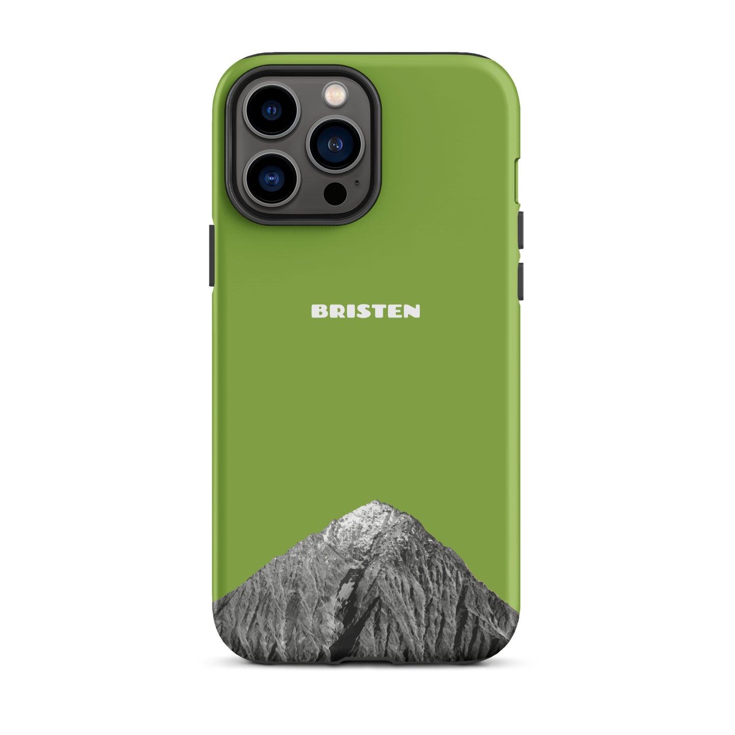 Gelbgrüne iPhone 13 Pro Max Hülle aus Silikon mit strukturierter Oberfläche für besseren Grip.