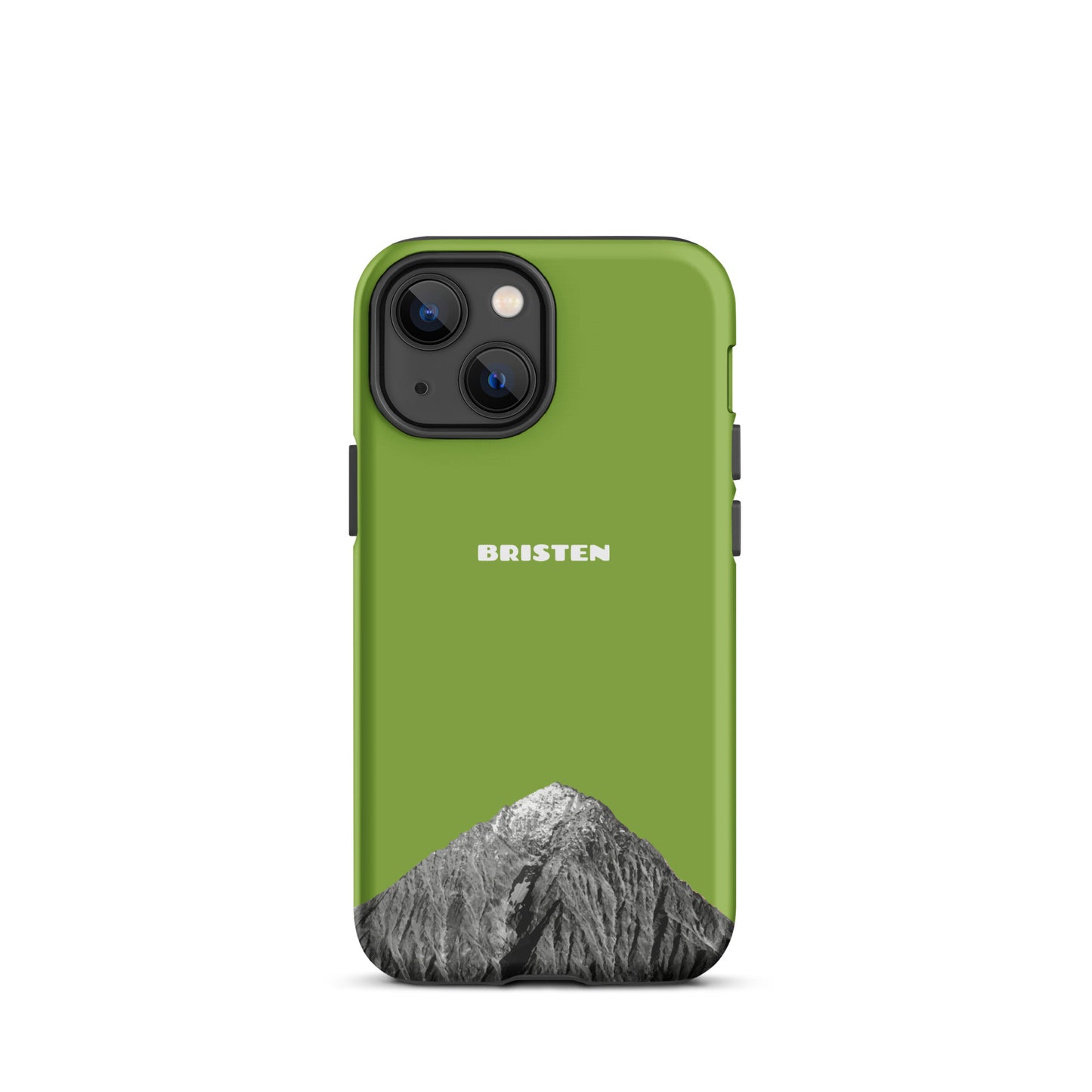 Gelbgrüne iPhone 13 Mini Hülle aus recyceltem Kunststoff mit strukturierter Oberfläche