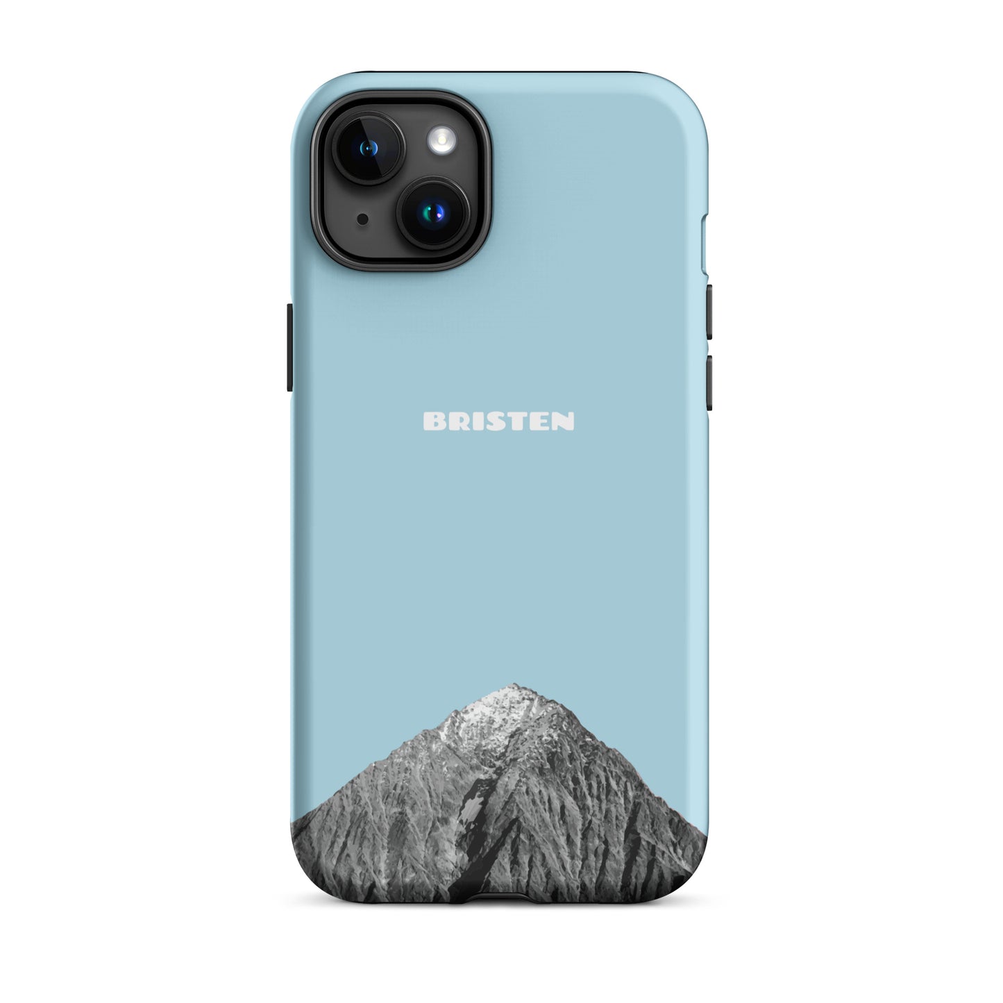 Hellblaue iPhone 15 Plus Hülle aus Silikon mit strukturierter Oberfläche für besseren Grip