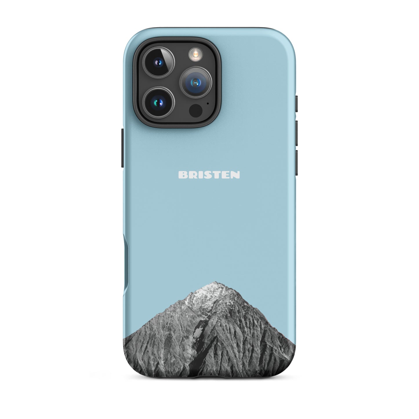 Hellblaue iPhone 16 Pro Max Hülle aus Silikon mit strukturierter Oberfläche