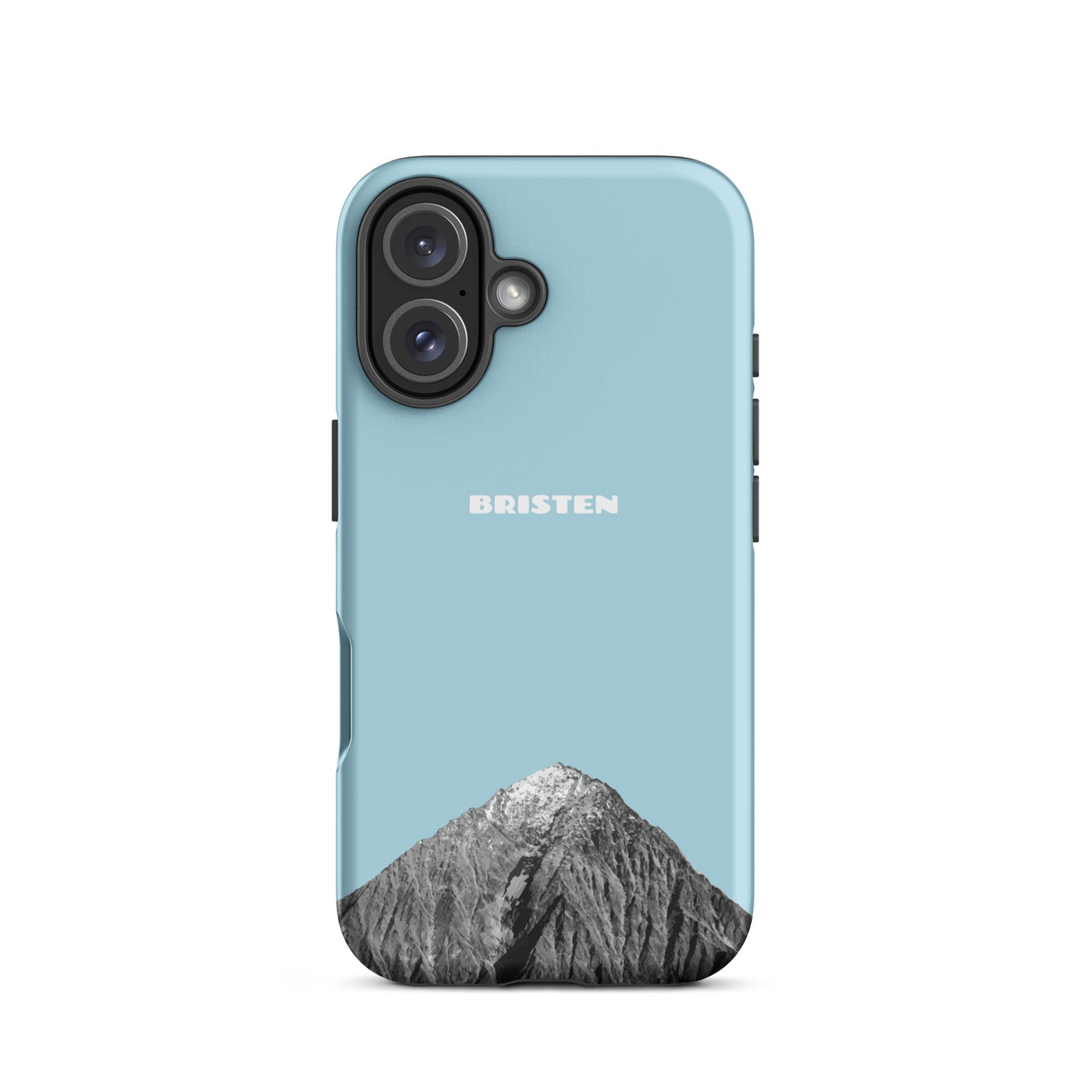 Hellblaue iPhone Hülle im Bristen-Design aus Silikon für das Apple iPhone 16