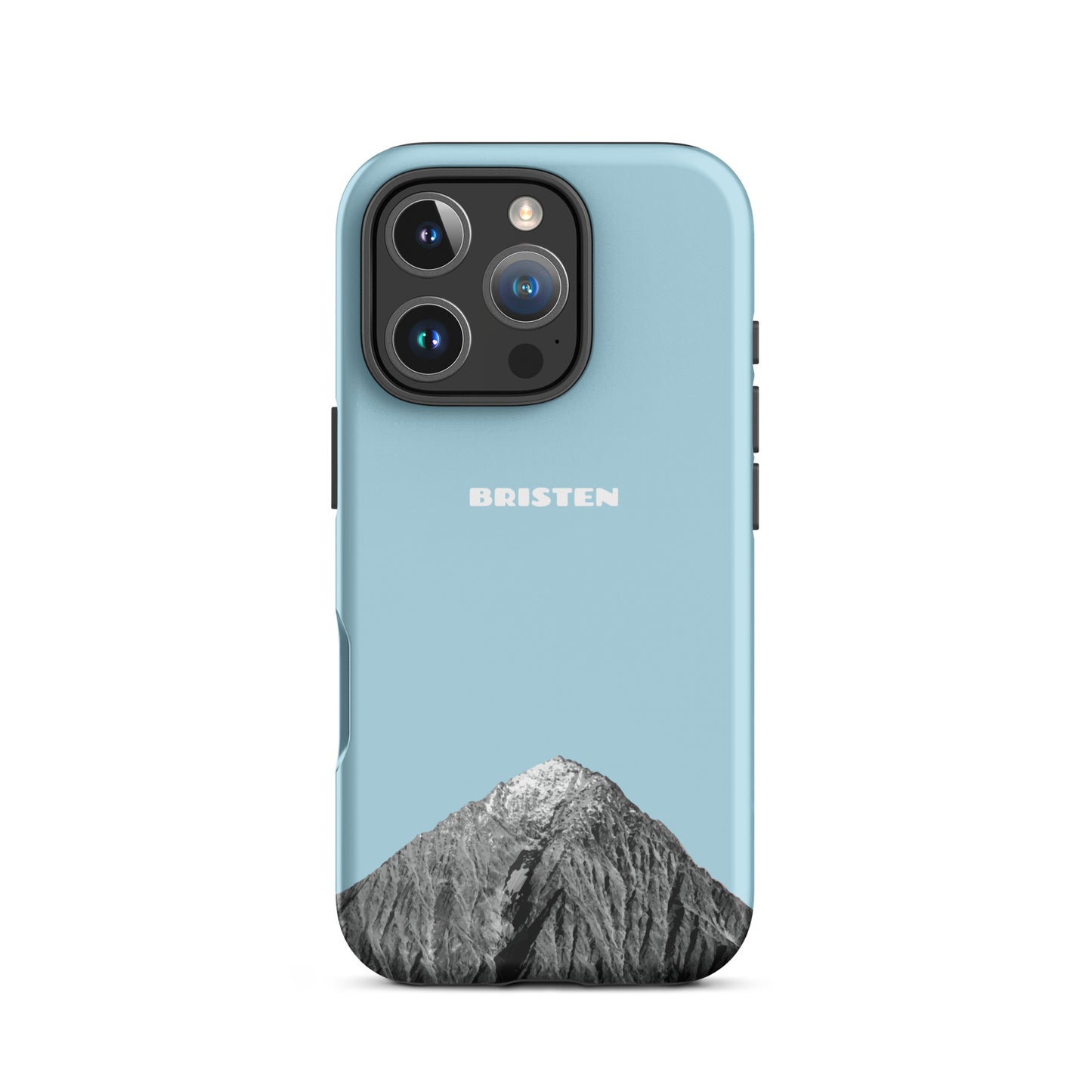 Hellblaue iPhone 16 Pro Hülle aus Silikon mit strukturierter Oberfläche für besseren Griff