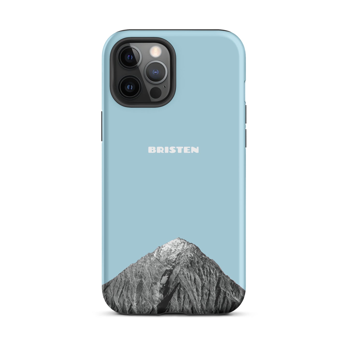Hellblaue Silikonhülle für Apple iPhone 12 Pro Max mit präzisen Aussparungen und schlichtem Design