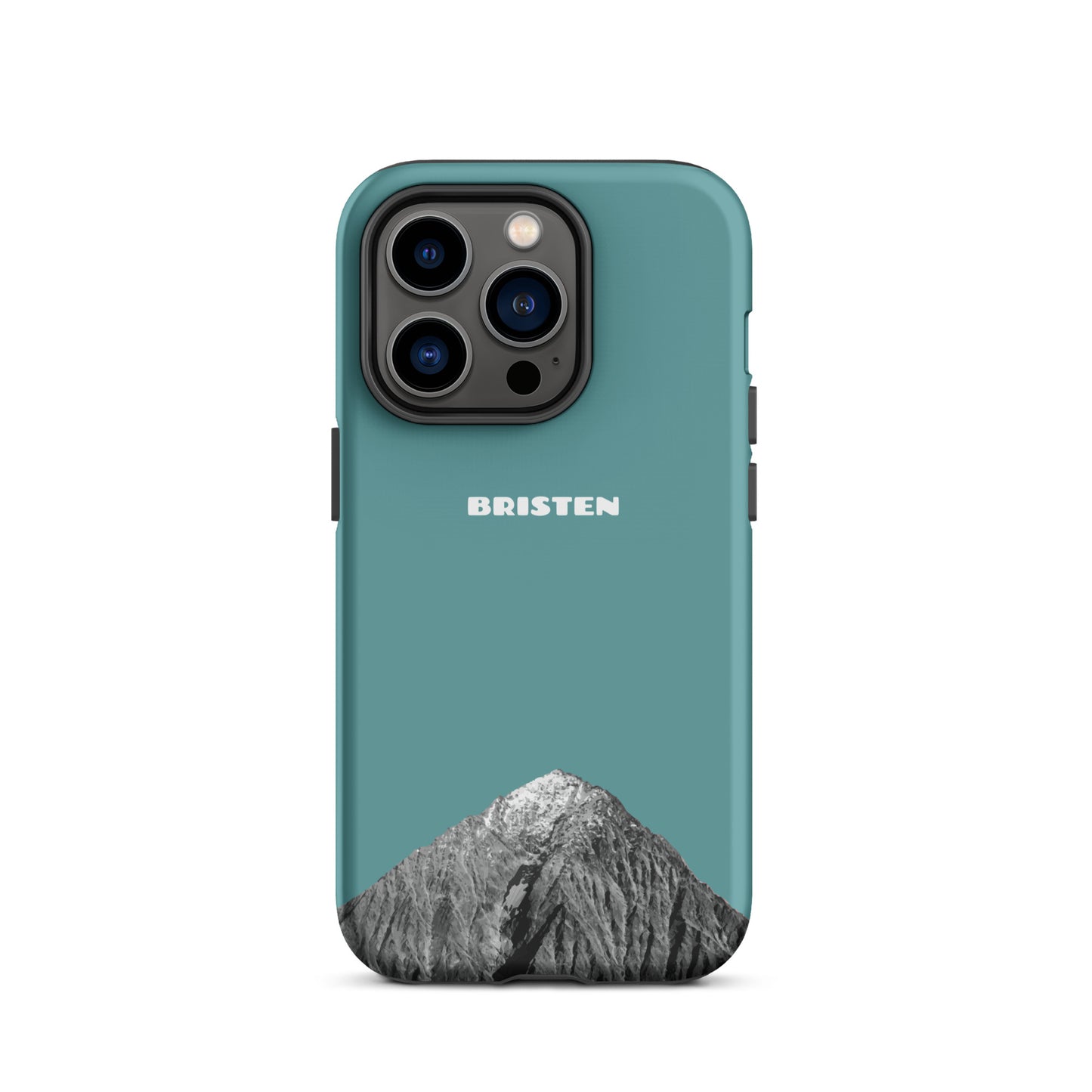 Kadettenblaue iPhone 14 Pro Handyhülle aus hochwertigem Material mit präzisen Ausschnitten für alle Anschlüsse.