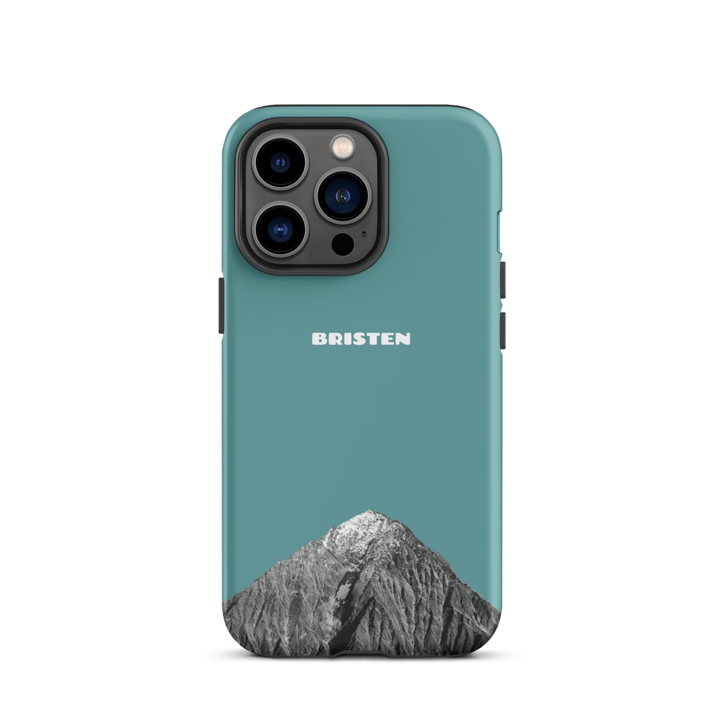 Kadettenblaue iPhone 13 Pro Hülle aus Leder von Bristen, strukturierte Oberfläche, präzise Aussparungen, schützende Funktion.