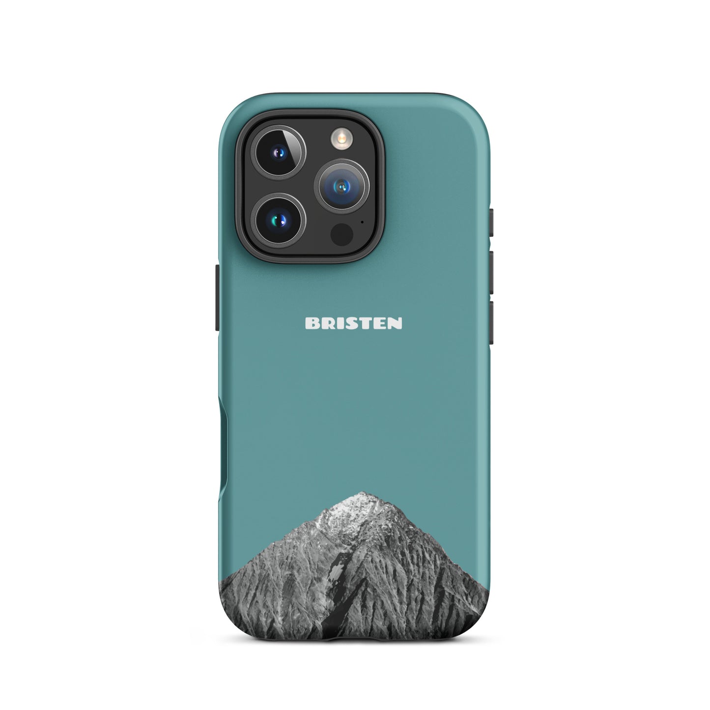 Kadettenblaue iPhone 16 Pro Handyhülle aus Leder von Bristen mit strukturierter Oberfläche