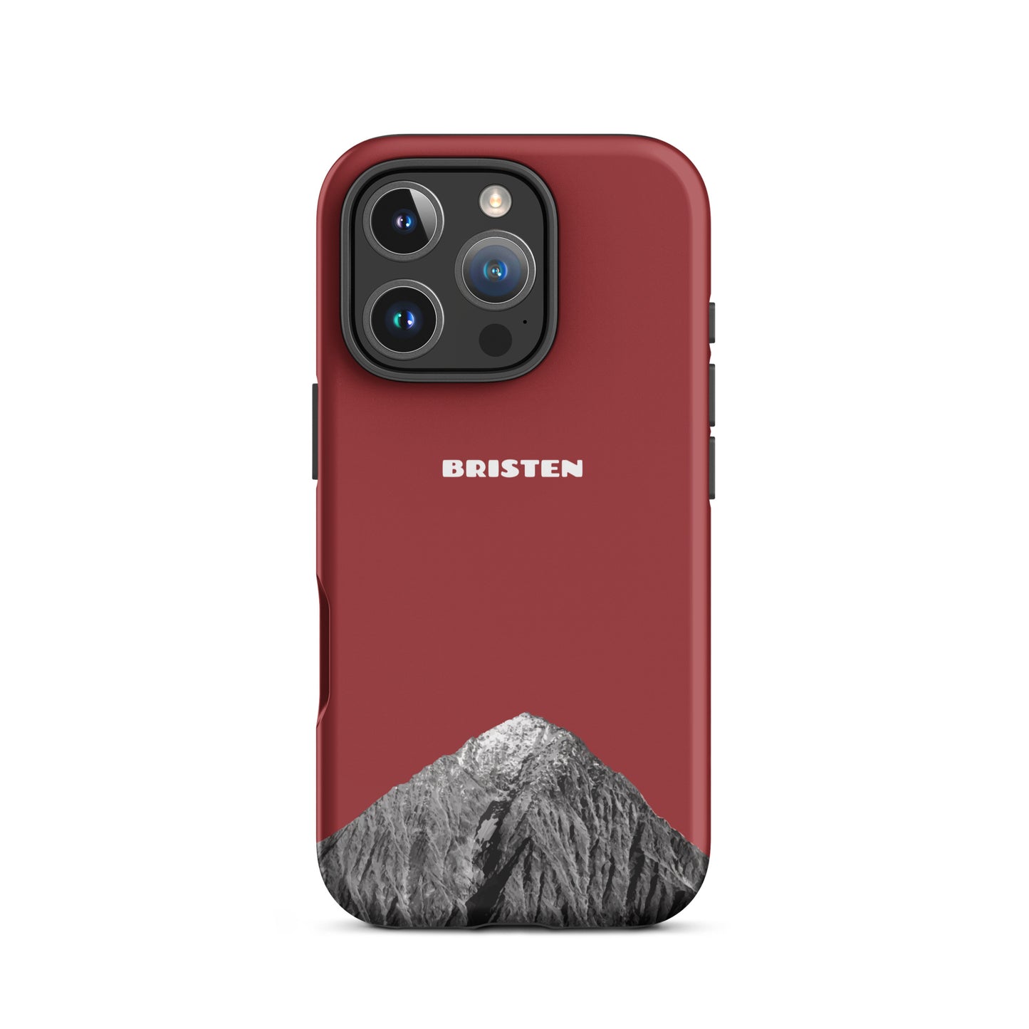 Rote iPhone 16 Pro Hülle aus Leder mit strukturierter Oberfläche von Bristen.