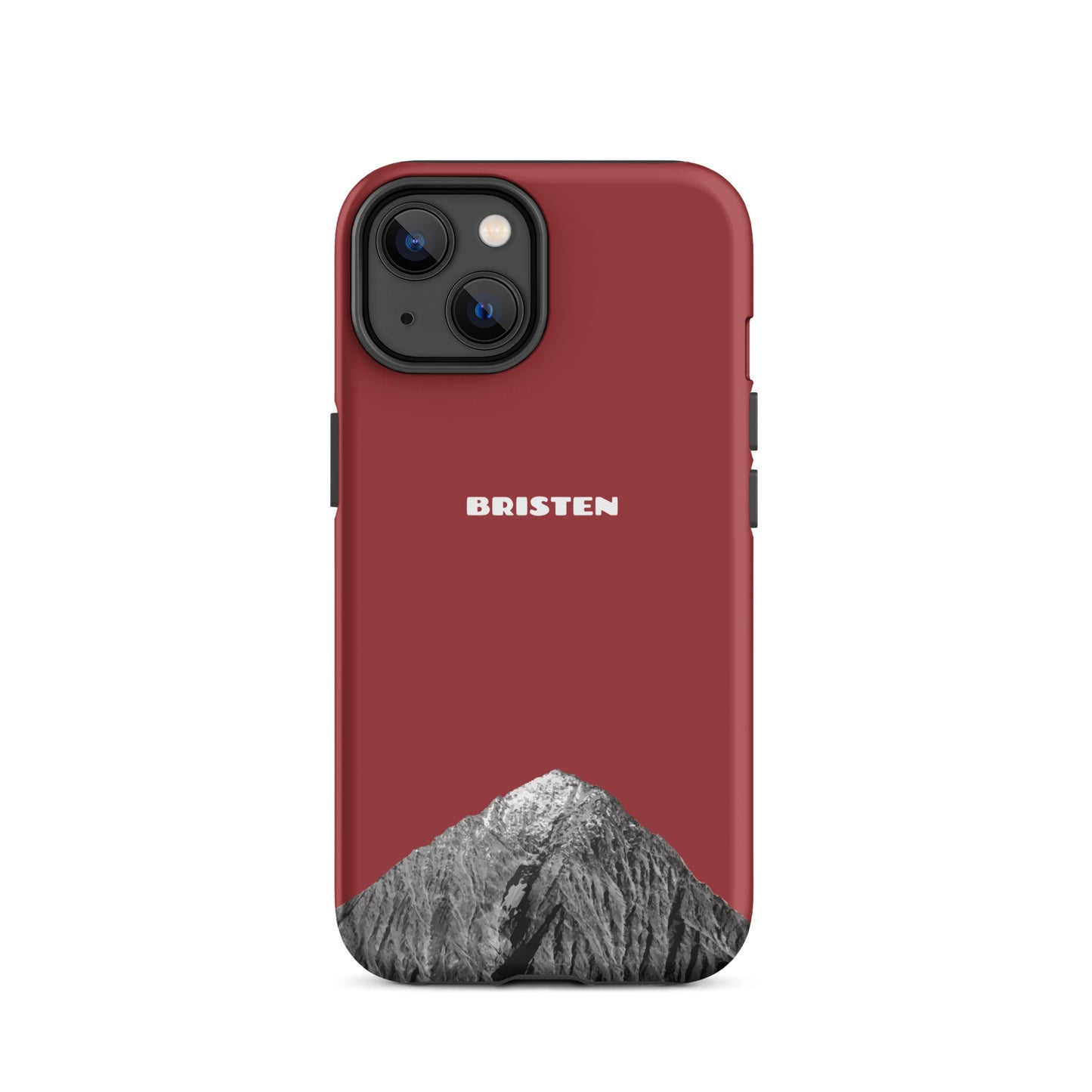Rote iPhone 14 Hülle aus Silikon mit strukturierter Oberfläche und präzisen Ausschnitten.