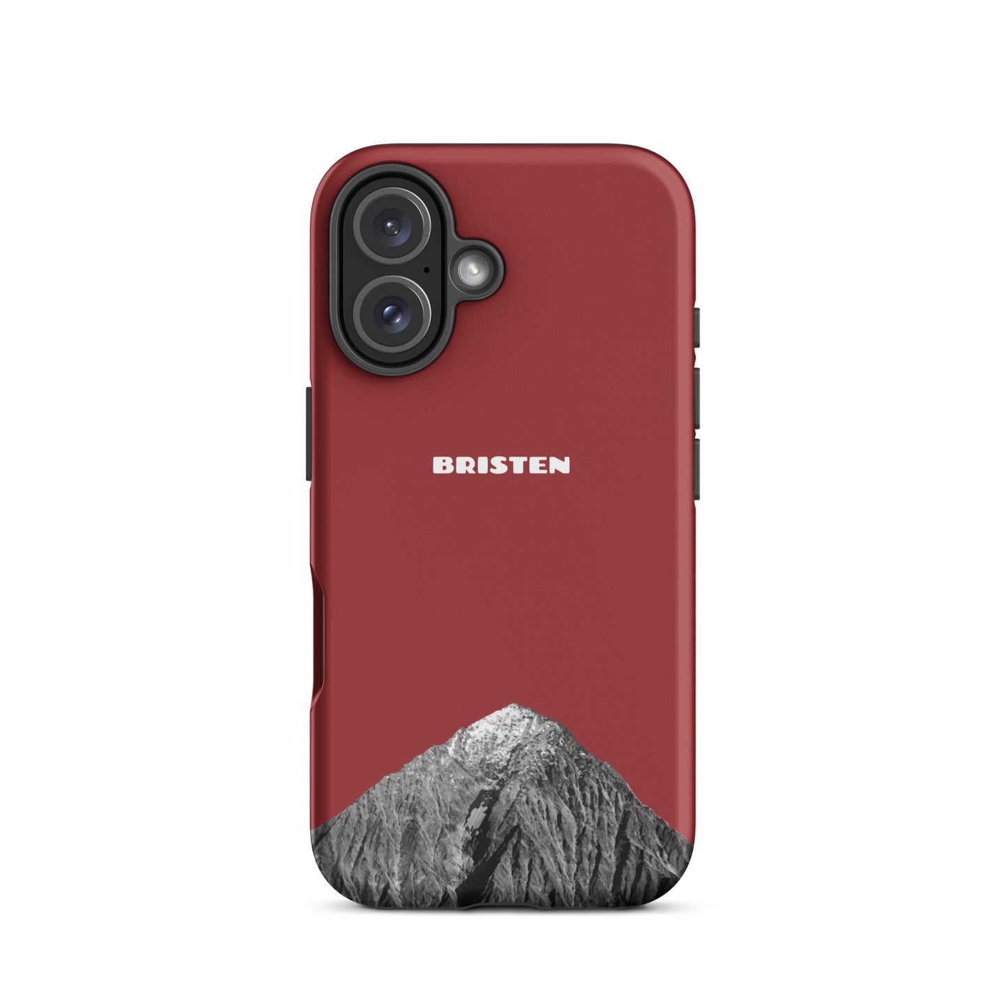Rote iPhone 16 Handyhülle Bristen aus robustem Kunststoff, seitliche Ansicht