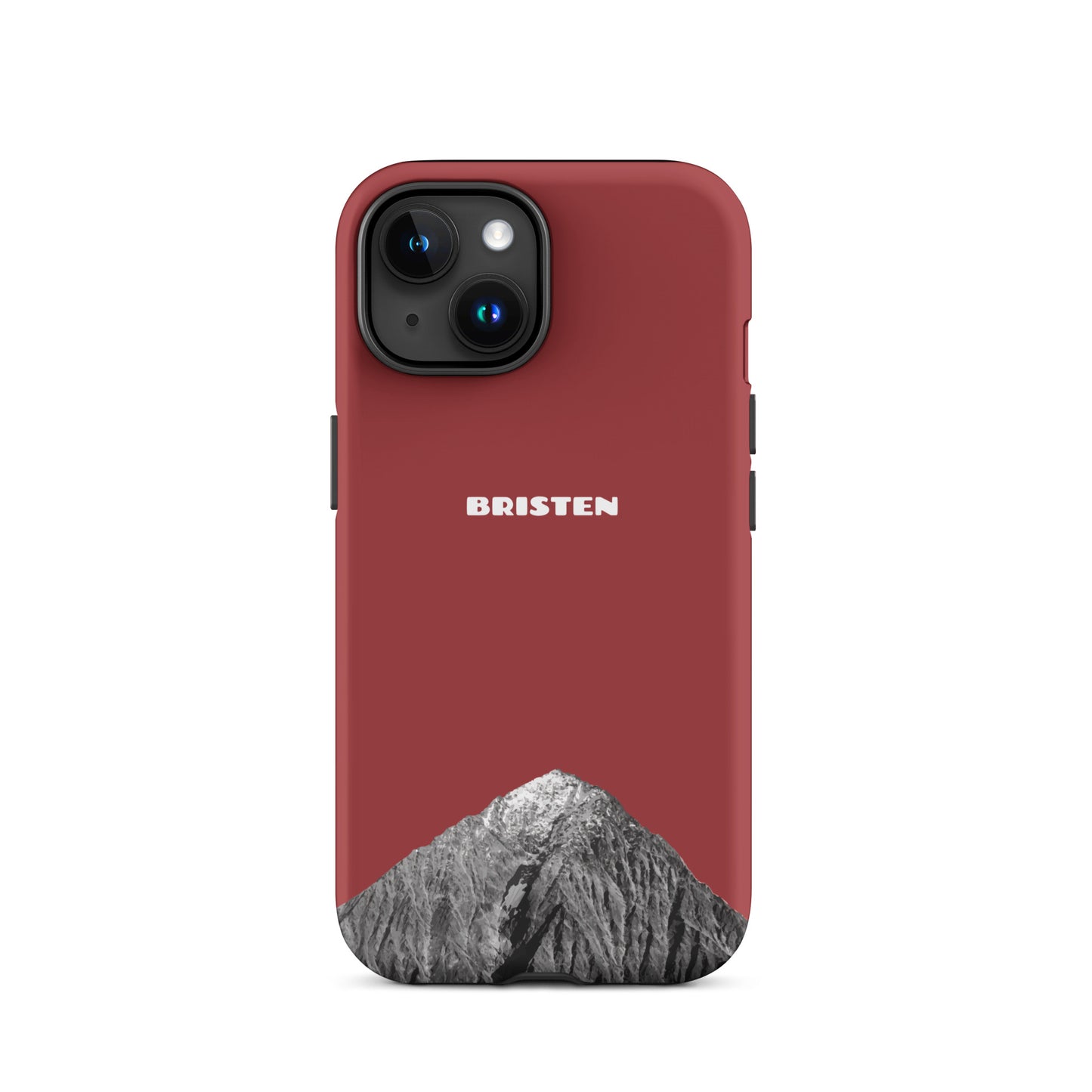 Rote iPhone 15 Hülle Bristen mit strukturierter Oberfläche aus Silikon