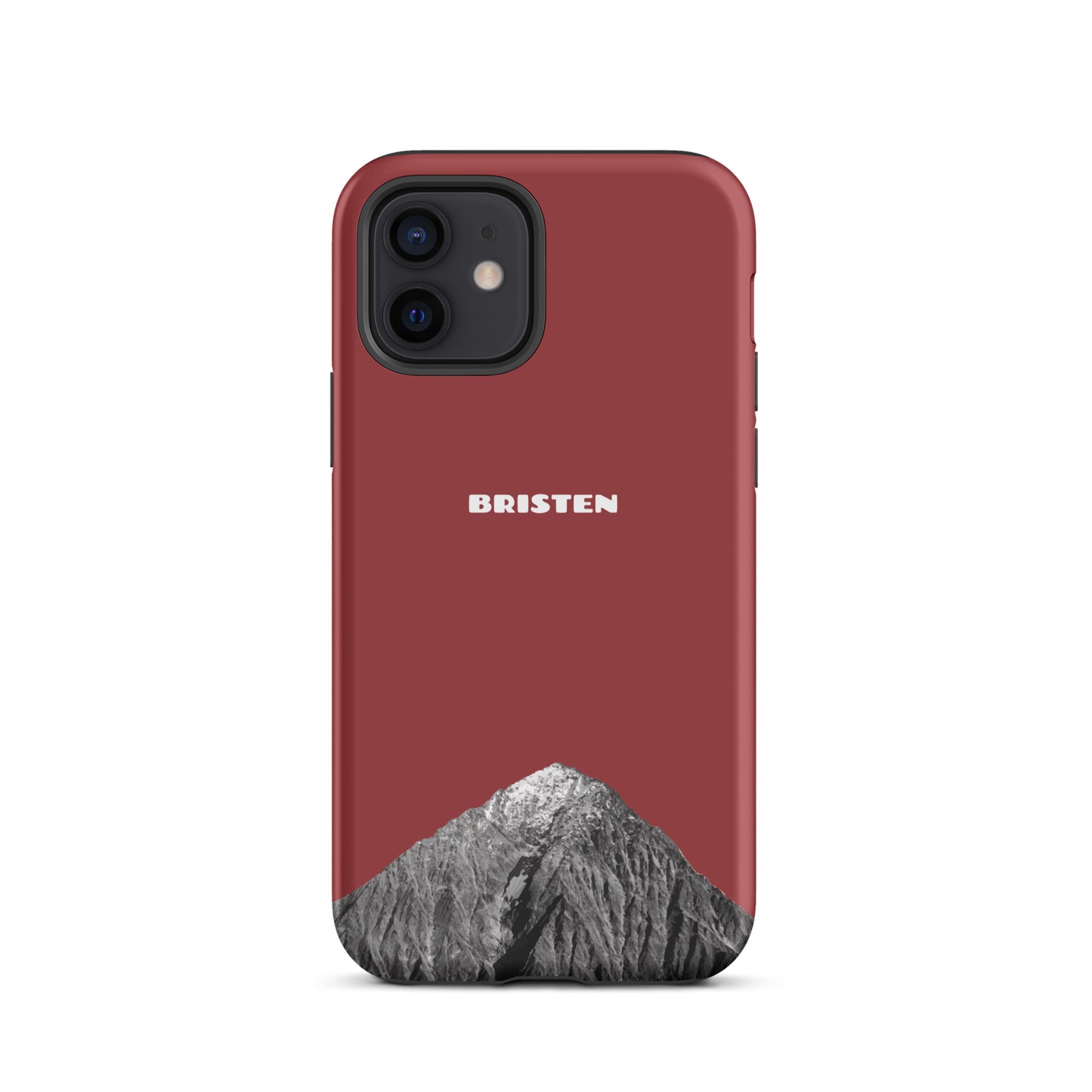 Rote iPhone 12 Handyhülle aus Kunstleder mit strukturierter Oberfläche und präzisen Ausschnitten.
