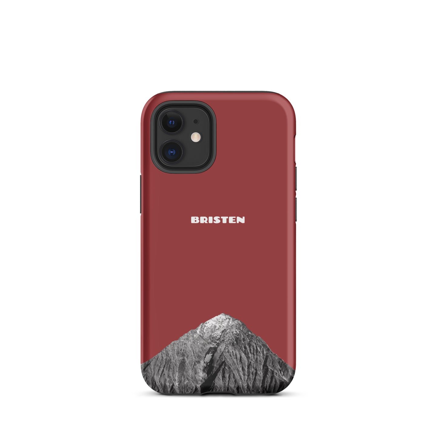 Rote iPhone 12 Mini Hülle aus Silikon mit strukturierter Oberfläche und präzisen Ausschnitten.