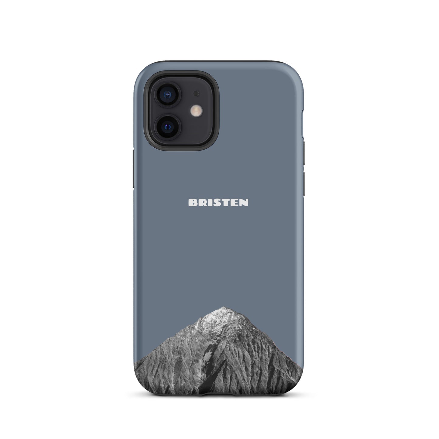 Schiefergraue iPhone 12 Hülle aus strapazierfähigem Material mit strukturierter Oberfläche für besseren Grip.