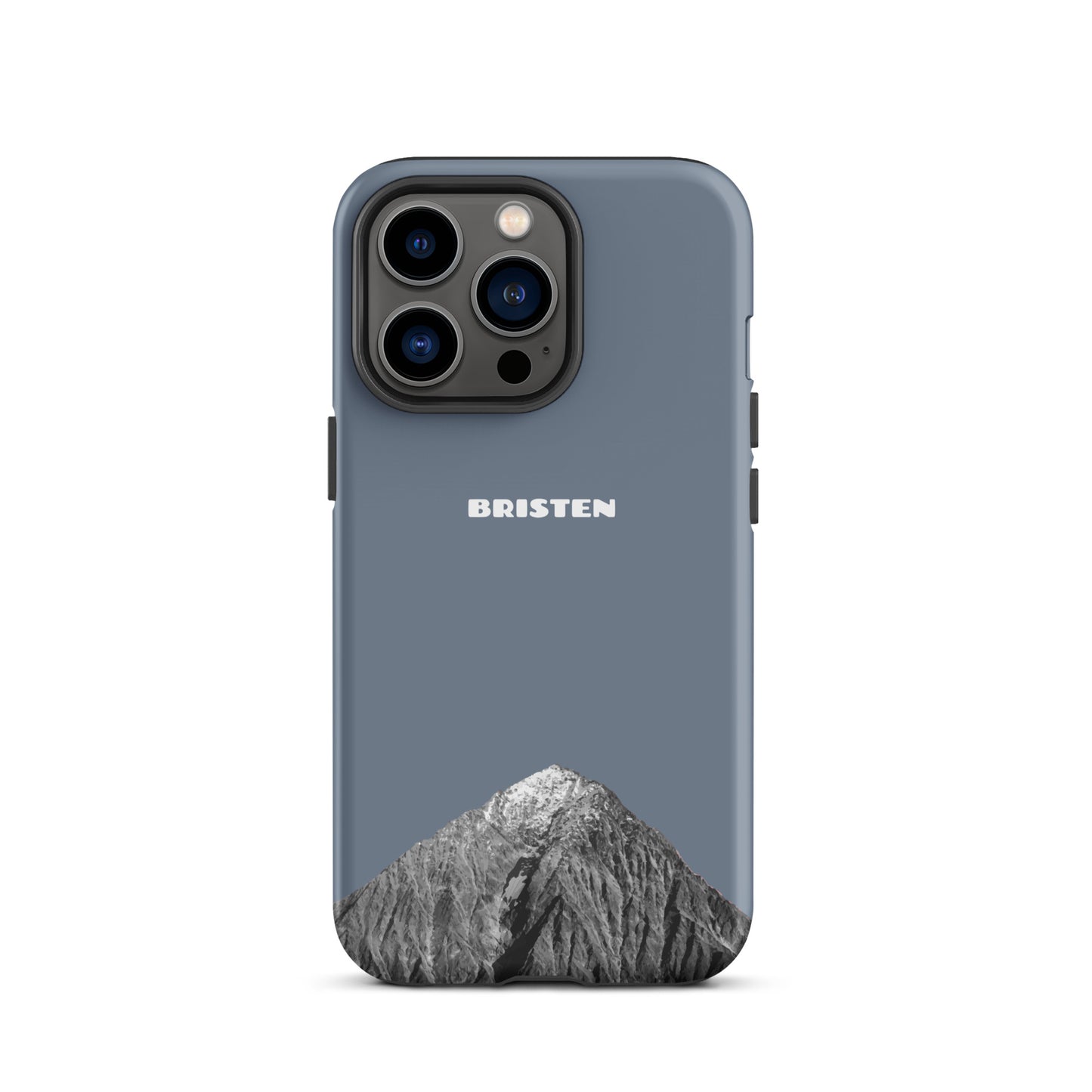 Schiefergraue iPhone 13 Pro Handyhülle aus Leder mit strukturierter Oberfläche von Bristen
