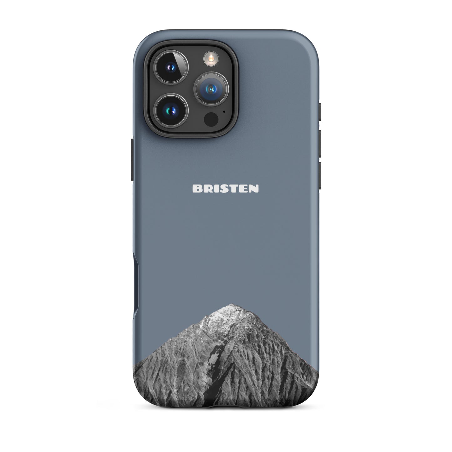 Schiefergraue iPhone 16 Pro Max Hülle aus Leder von Bristen mit strukturierter Oberfläche