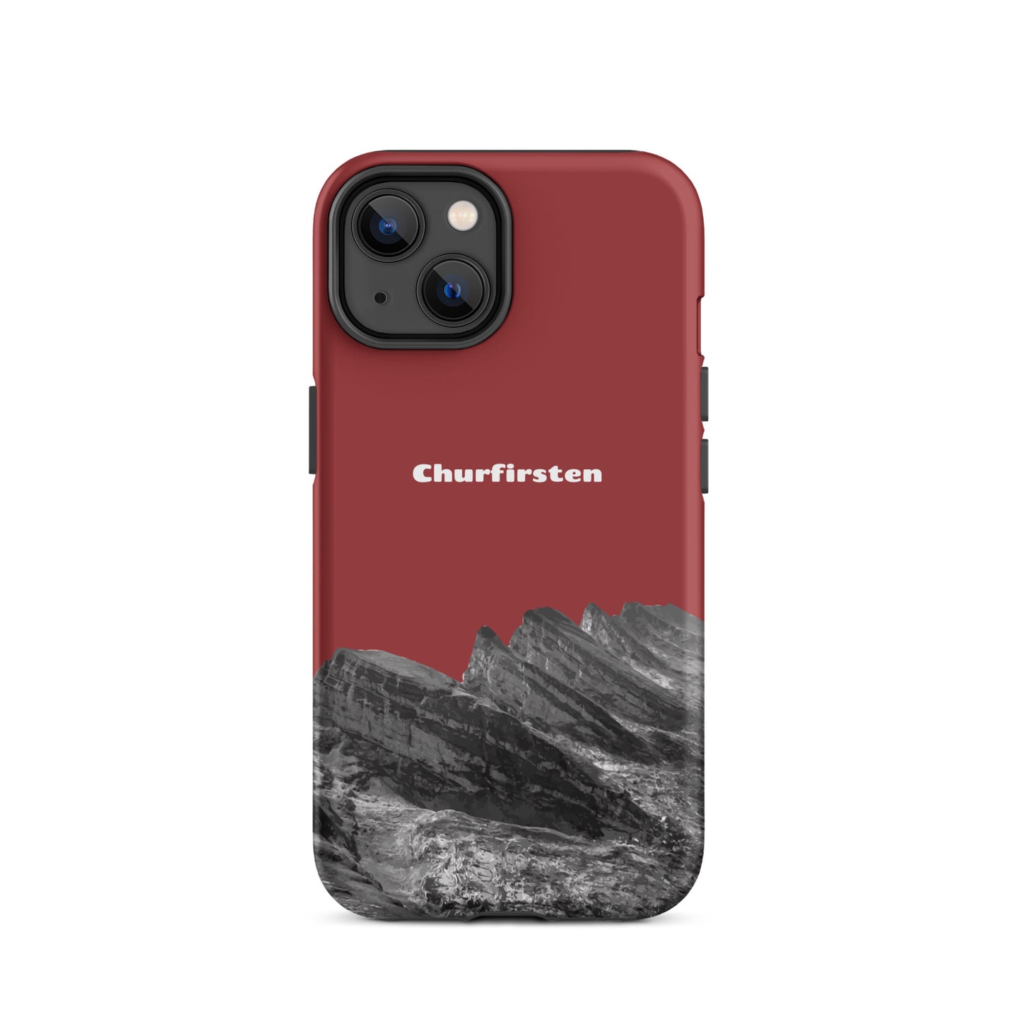 iPhone Case - Churfirsten - Rot : Eine robuste Schutzhülle in attraktivem Design mit den Gipfeln der Churfirsten im Toggenburg.