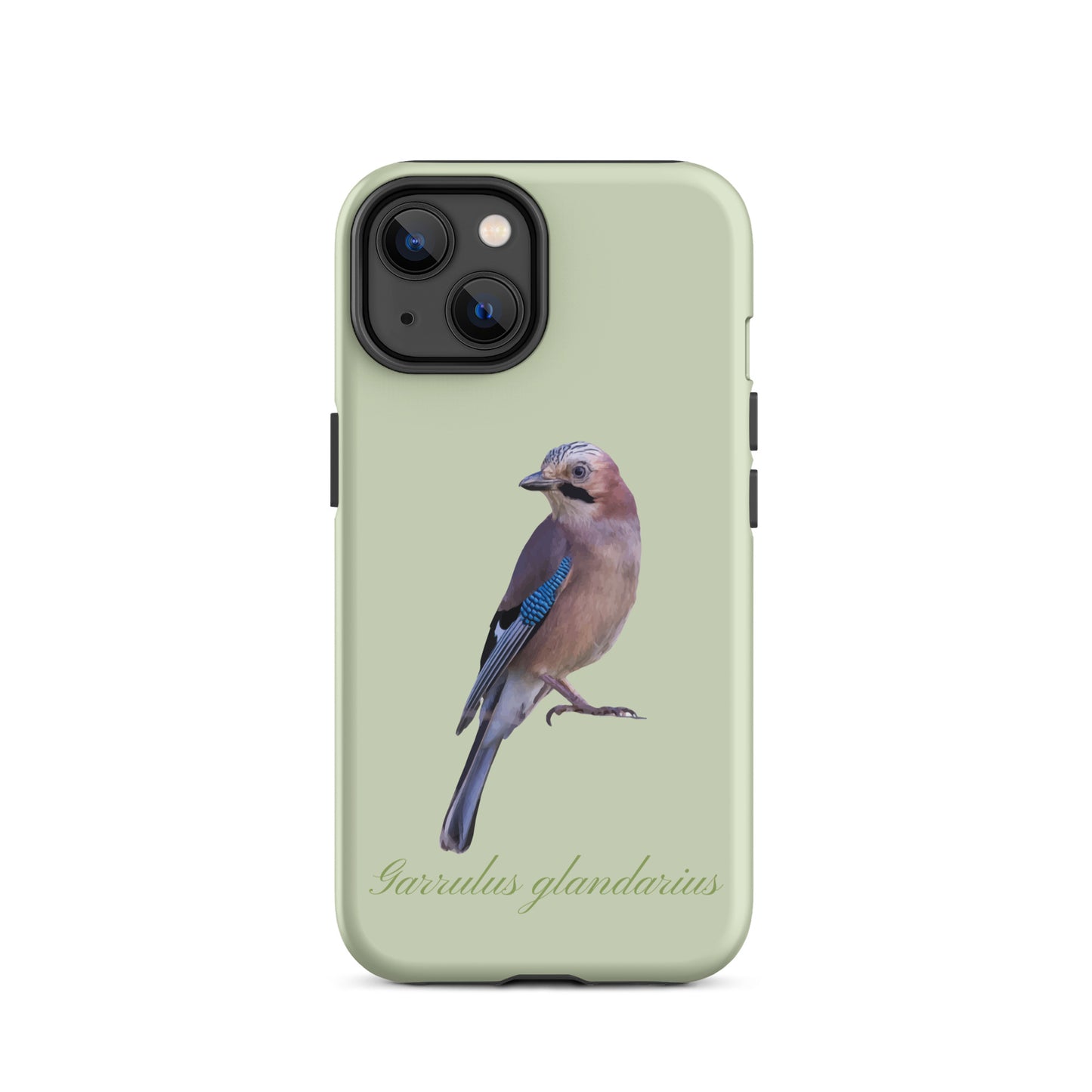 iPhone-Hülle in Hellgrün mit Eichelhäher-Motiv, Schutzhülle aus Kunststoff für Apple iPhone