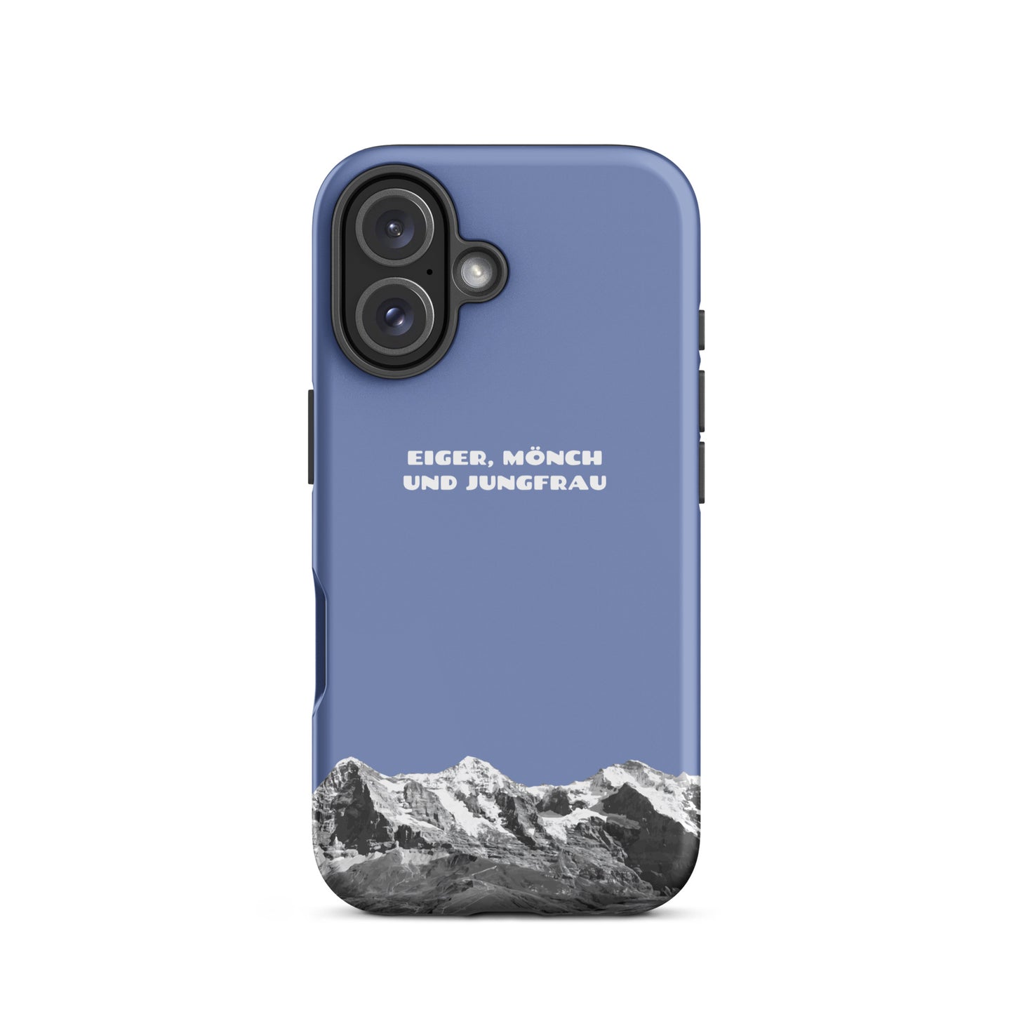 iPhone Case - Eiger, Mönch und Jungfrau - Pastellblau: Hard Case für Apple iPhone mit Bergpanorama aus dem Berner Oberland in den Schweizer Alpen