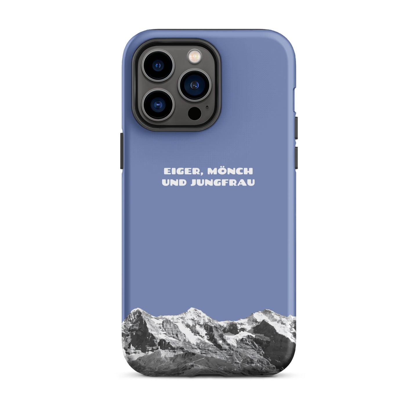 iPhone Case - Eiger, Mönch und Jungfrau - Pastellblau: Hard Case für Apple iPhone mit Bergpanorama aus dem Berner Oberland in den Schweizer Alpen