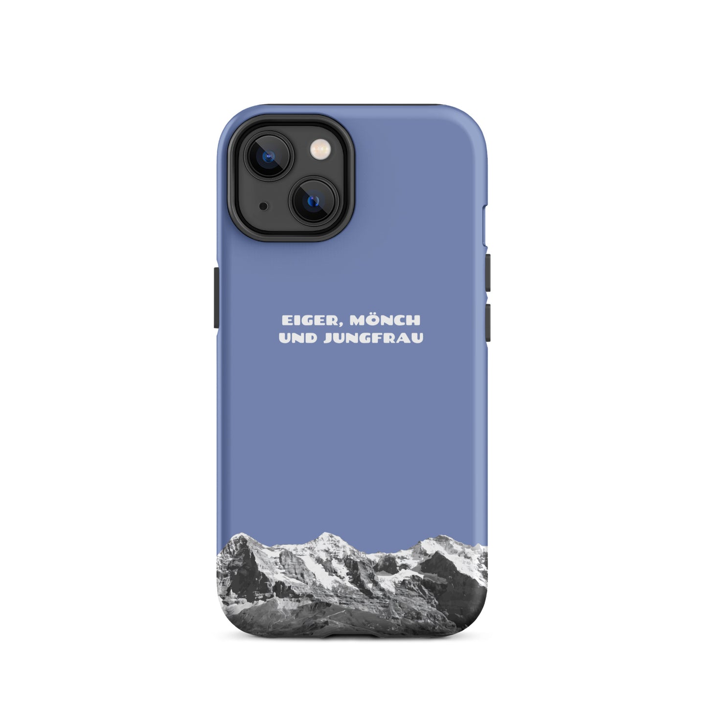 iPhone Case - Eiger, Mönch und Jungfrau - Pastellblau: Hard Case für Apple iPhone mit Bergpanorama aus dem Berner Oberland in den Schweizer Alpen