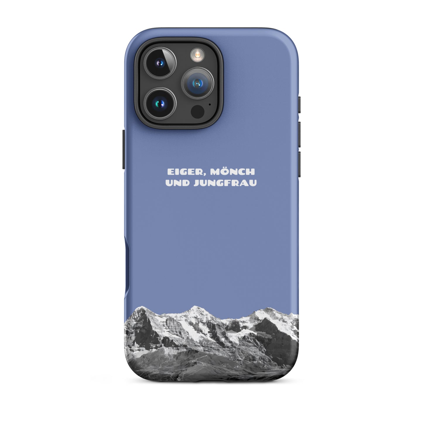 iPhone Case - Eiger, Mönch und Jungfrau - Pastellblau: Hard Case für Apple iPhone mit Bergpanorama aus dem Berner Oberland in den Schweizer Alpen